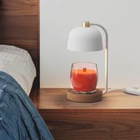 Lampe de table électrique avec minuterie et variateur d'intensité, design breveté, lampe de nuit aromathérapie de luxe en bois, chauffe-bougie