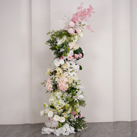 Bouquet de fleurs artificielles en soie vert et rose en forme d'arche, ornements de mariage, fleurs artificielles de style nouveau pour la décoration de scène et l'accueil