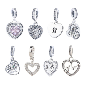 Fábrica en Stock AAAA Zirconia <span class=keywords><strong>Amor</strong></span> de plata 925 corazón encantos para la fabricación de la joyería - Product Image 1