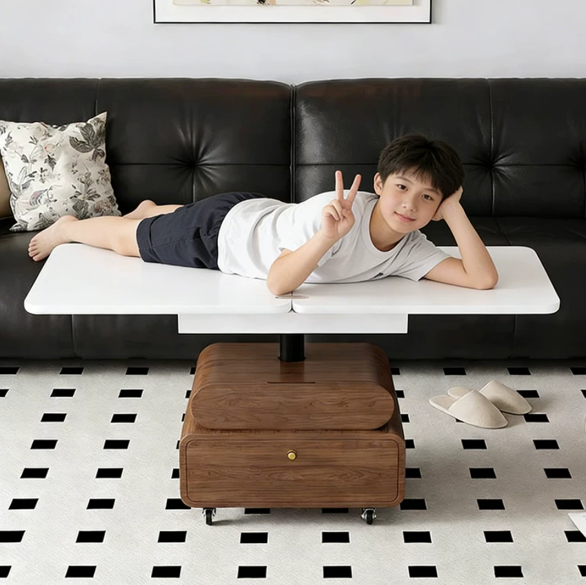 Modern Living Room Furniture: Small Coffee Table, Cream-Colored Storage ...