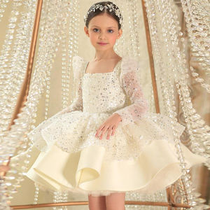 Robe blanche pour filles, robes de fête, robes de mariage brillantes pour enfants, robes de demoiselles d'honneur - Product Image 2