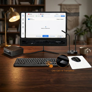 Interprèteur IA intelligent 2026 Combo avec écran <span class=keywords><strong>double</strong></span> face 27 pouces, mini <span class=keywords><strong>PC</strong></span> et affichage de traduction simultanée pour la réception et les bureaux de service - Product Image 4
