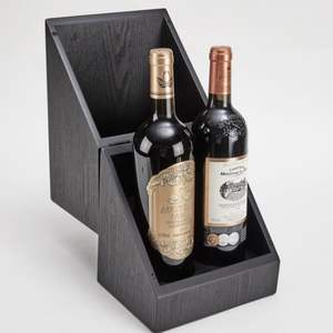 Boîte à vin et whisky en MDF noir exquis, faite à la main, découpée au laser, design élégant, couvercle à charnière, compartiments internes, rangement sûr et présentation élégante - Product Image 2