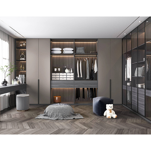 Custom Luxury Clothes Cabinet Wardrobes Furniture Modern Bedroom Wooden Walk in Closet Wardrobe Design <strong>With</strong> <strong>Dressing</strong> <strong>Table</strong> - Product Image 2