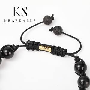 Tormalina nera naturale e agata 8mm con perline rotonde regolabili con filo annodato braccialetto Unisex regalo di nozze per bambini - Product Image 3