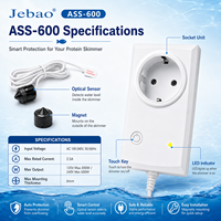 Jebao ASS600 220V Skimmer intelligent automatique avec protection anti-débordement pour aquarium de récif marin et skimmer de protéines pour aquarium
