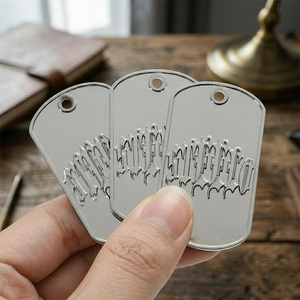 Placa de Identificación Personalizada para Perro, Logotipo y Texto en Relieve de Alta Definición, Chapado en Plata, Aleación de Zinc, Collar de Moda para Hombre y Mujer - Product Image 1