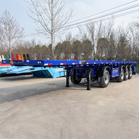 Semi-remorque plateau chinois 12,5 m à 4 essieux avec suspension pneumatique, capacité de 28 tonnes, pour transport de conteneurs 20 et 40 pieds