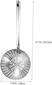 กระชอนตักอาหารสแตนเลสด้ามยาวแบบมีรู สำหรับกรองน้ำมันทอด บะหมี่ และอาหารต่างๆ - Product Image 2