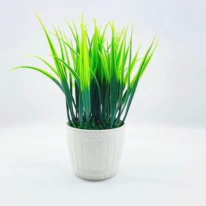 Plantas Artificiales en Maceta, Vegetación Artificial de Plástico para Decoración de Interiores, Tamaño Pequeño, Color Verde Brillante, Maceta Blanca - Product Image 2