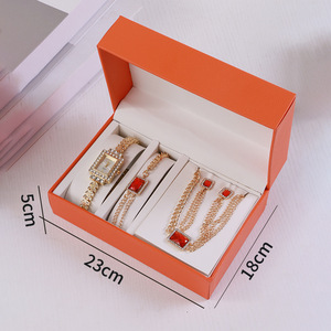 Women's Watch Jewelry <b>Set</b> Gold Tone Crystal Rhinestone Necklace <b>Bracelet</b> Earrings Gift <b>Set</b> 5 Piece Valentine's Day Present - Product Image 2