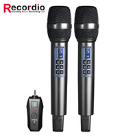 Microphone sans fil cardioïde dynamique de qualité GAW-N22 pour KTV avec 2 microphones portatifs
