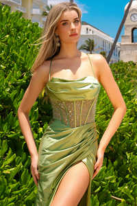 <span class=keywords><strong>Abito</strong></span> da Sera Lungo <span class=keywords><strong>a</strong></span> <span class=keywords><strong>Sirena</strong></span> Blu Chiaro <span class=keywords><strong>con</strong></span> <span class=keywords><strong>Spacco</strong></span> Alto e Corsetto per Donna, Vestito da Ballo Elegante - Product Image 2