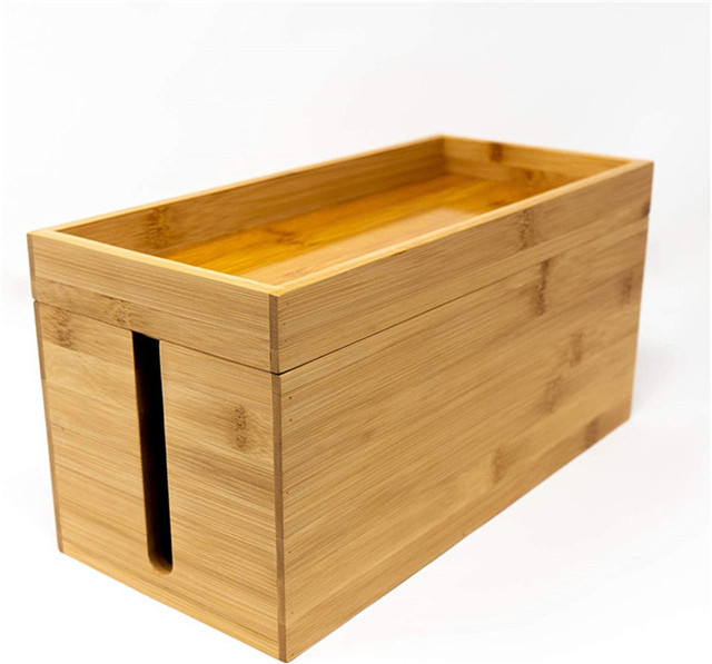 Bamboo Cable Box Organizer Wooden Cable Management Box - Power Cord Cover