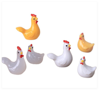 Enfants Miniature dessin animé 3D coq et poule poulet brillant lumineux Aquarium jouet Mini résine animaux Figurines en vrac pour Mini
