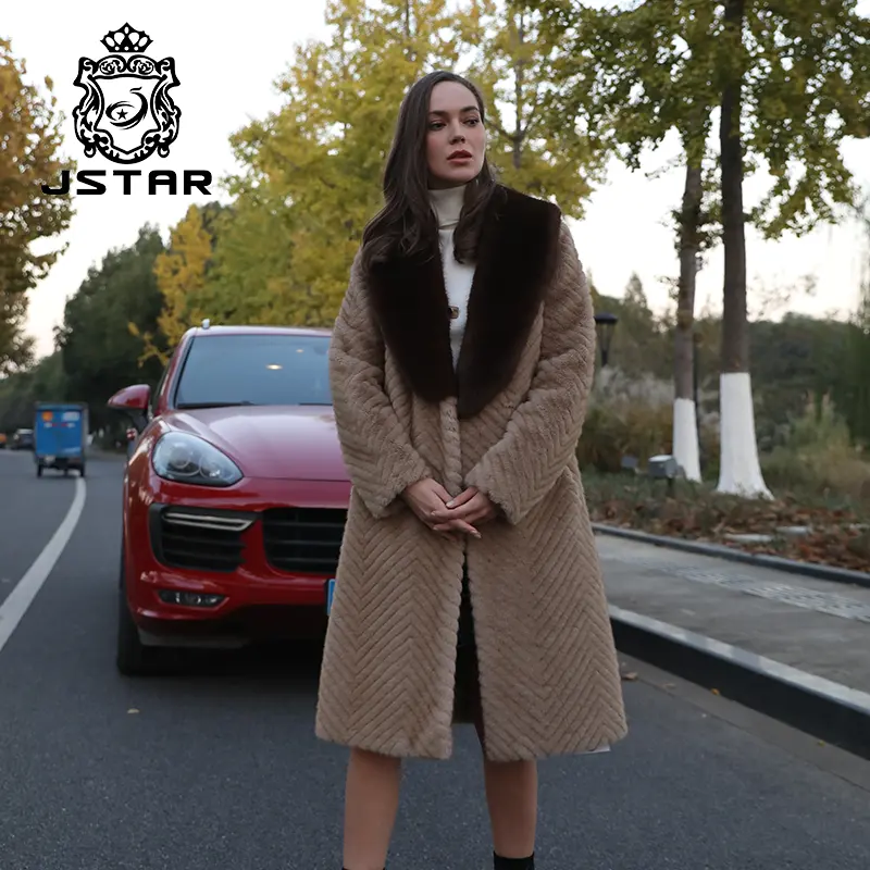 Jstar विंटर हाई क्वालिटी सिंपल डिजाइन फैशन शॉल कॉलर ओवरसाइज़ कैज़ुअल स्टाइल डेली लुक नकली मिंक फर महिलाओं का कोट