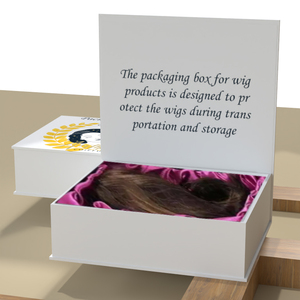 Boîte-cadeau de perruque de grande taille pour femmes bon marché doublée de perruque de satin Boîte d'emballage en papier pliable d'estampage d'or de perruque - Product Image 1