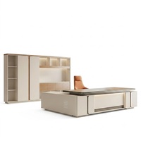 Bureau de direction extensible de luxe moderne en gros avec armoire de rangement, grand mobilier de bureau commercial en bois, garantie 5 ans