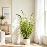 Plante artificielle réaliste en plastique dense, fausse herbe d'oignon courbée en forme de queue de chat, éco-responsable, pour la maison et le jardin