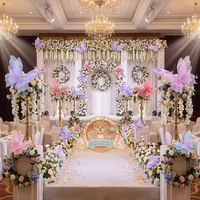 Papillon 3D géant en organza de soie, fleur décorative, toile de fond écologique, centre de table pour événements de mariage, décorations de table