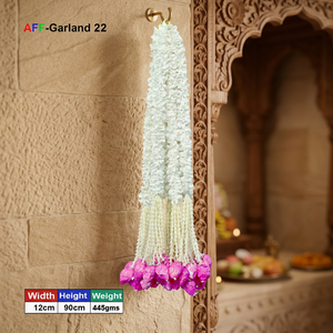 Guirnalda de Flores Artificiales de Mogra Ladi con Hojas Puntiagudas de Loto Pequeño (AFF-Garland-22)-1200/10 Piezas Textil Gujarati - Product Image 2
