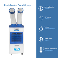 Aire Acondicionado Industrial Móvil de 12000 Btu y 1 Tonelada, 2 Tubos de Aire Frío, Enfriador de Espacio Único, Aire Acondicionado Portátil de 100-240 V y 45-50 dB