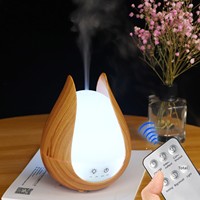 Diffuseur d'huiles essentielles en plastique imitation bois 200 ml pour dropshipping ; Mini humidificateur ultrasonique avec lumière LED 7 couleurs et fonction de minuterie