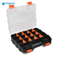 Boîte de rangement portable pour pièces de quincaillerie à double face, facilement accessible, avec boucles de sécurité pour vis, clous et outils