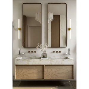 Mobile Bagno di Lusso Personalizzato <span class=keywords><strong>in</strong></span> <span class=keywords><strong>Legno</strong></span>, Design Moderno, Set Bagno con Lavabo, Mobile Lavandino, Pannello Porta Laccato - Product Image 2