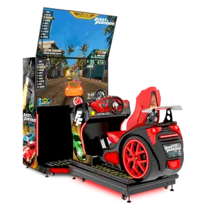 Machine de jeu de course d'arcade rapide et furieuse avec siège de mouvement, machine de conduite de voiture FF à double écran