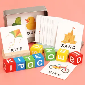 Children English Card Game Baby Letter Cognitive Matching Building Blocks Puzzle Toys Education Card