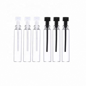 <b>Mini</b> Perfume Tester Glass <b>Bottle</b> 0.5ml 1ml 2ml 3ml Transparent Sample Essential Oil Glass Vials With Black Plastic Lid Dropper - Product Image 1