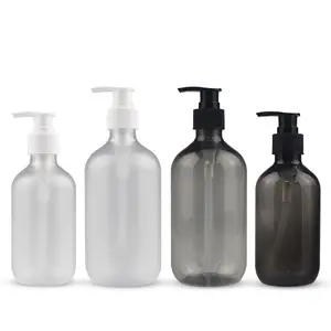 PET Plastik flasche 300 ml500ml transparent gefrostet transparent grau Dusch gel Haars pülung Shampoo flasche