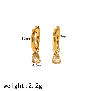 Huggie Earrings Gold Tone Cross Zircon <b>Circle</b> Stainless Steel Ear Clips Geometric Design Fashion Dangle Earrings - Product Image 4