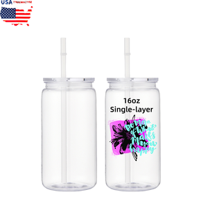 Vasos <span class=keywords><strong>de</strong></span> Plástico Reutilizables Personalizados <span class=keywords><strong>de</strong></span> 16 oz para Beber Agua, con Fondo Redondo, Transparentes, <span class=keywords><strong>de</strong></span> una Sola Capa, con Tapas y Pajitas para Navidad - Product Image 1