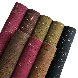 Wholesale Soft Cork Gold/Silver Foil PU Synthetic Leather Fabric for Making Crafts Decoration Earring