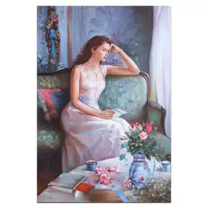 세계 아름다운 소녀 사진 홈 용품 벽 예술 캔버스 수제 유화