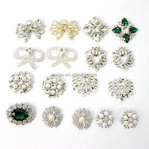 RB002 Hot Fix Vintage <strong>Metal</strong> Rhinestone <strong>Buttons</strong> Bling Flatback Flower Crystal Pearl <strong>Buttons</strong> for Shoes Accessories - Product Image 3