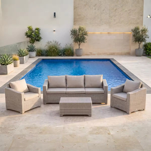 Conjunto de Sofá de Ratán Sintético Curvo Redondo de Lujo de Grado Comercial con Cojines Gruesos Extraíbles para Patio, Piscina y Jardín - Product Image 5