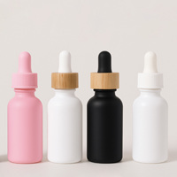 Emballage cosmétique rond en gros, flacon compte-gouttes en verre blanc de 15 ml, flacons pour huile essentielle et sérum