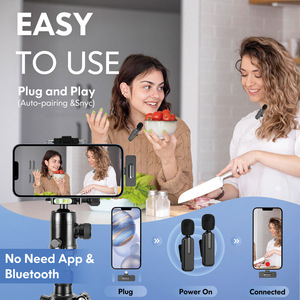 <b>Plug</b> Play Wireless Lapel Microphones 1 Drag 2 Handheld Lavalier Microphone for Teaching Interview Streaming Vlog - Product Image 3
