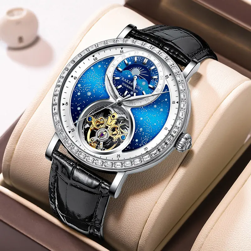 Jam Tangan Turbillon Luminous Hollow Skeleton Watch Men'S Automatic Mechanical Wrist Watches For Men