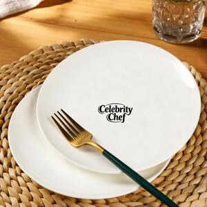 Assiettes blanches super grandes en céramique personnalisables, style occidental, assiettes en porcelaine pour hôtels, assiettes plates pour utilisation dans les hôtels et les restaurants - Product Image 5