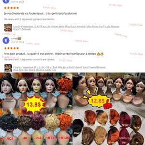 Letsfly Promoción $13.8 Peluca Corta Bob con Ondas Sueltas, Frente de Encaje 13x4, 100% Cabello Humano Brasileño, Pelucas Rizadas - Product Image 2