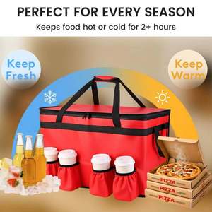 Food Catering Bag Insulated Large Bags Cooler Bags with Waterproof Carrier Geometric Food Delivery Bag & 4 Cup Holders - Product Image 4