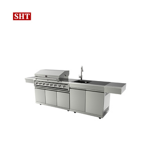 Conjunto de Cocina Completo para Exteriores, <span class=keywords><strong>Barbacoa</strong></span> Modular de Metal para Jardín, Diseño Moderno, Muebles de Isla, Parrilla de Gas, Gabinetes de Cocina - Product Image 1