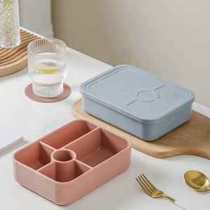 BPA ücretsiz silikon gıda depolama silikon Bento kutusu sızdırmaz beş bölmesi Bento kutusu silikon yemek kabı - Product Image 4