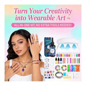 Handmade Hand-painted Resin Jewelry Craft Kit DIY Model Crystal Clear Hard UV LED <b>Lamp</b> Silicone Molds <b>Glitter</b> Foil Flowers - Product Image 4