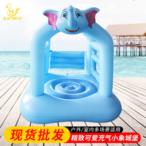 ปราสาทเป่าลมโลว์จ 165x150x150 ซม. ช้างสีฟ้า ของเล่นสนามเด็กเล่นสำหรับใช้ในบ้าน - Product Image 5