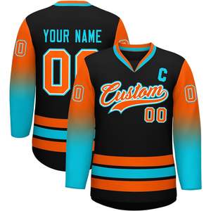 2025 maillot de Hockey dégradé personnalisé vêtements de pratique personnalisés pour hommes et jeunes cousu imprimé nom numéro Logo nom de l'équipe - Product Image 1